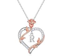 TINGN Collana da donna con lettere dalla A alla Z, collana da donna in argento, catena in acciaio inox, collana da donna, collana per fidanzata, regalo per donne, regalo di compleanno, Ottone