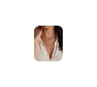 TINGN Collana da donna in oro 14k placcato oro a forma di Y collana a forma di cuore/perline/croce pendente delicata lunga collana a strati gioielli in oro per le donne, Rame