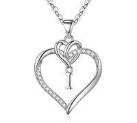 TINGN Collana Donna con Iniziali a Cuore, Collana con Iniziale I a Cuore Placcato in Oro Bianco 14K Collane a Cuore per Donne Ragazze Collane a Cuore Carine per Ragazze Gioielli Donna Regali Donna