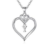 TINGN Collane con Iniziale a Cuore per Donne Ragazze, Collana con Ciondolo con Iniziale Y Cuore in Zirconi Cubici Placcati in Oro Bianco 14K Collane con Pendente a Cuore Delicato per Donne Ragazze