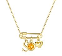 TINGN Collane con pietra portafortuna per donne e ragazze, placcato oro 14 K, con ciondolo a forma di cuore, con clip di carta, gioielli da donna, gioielli personalizzati, regali di Natale per donne