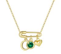 TINGN Collane con pietra portafortuna per donne e ragazze, placcato oro 14 K, con ciondolo a forma di cuore, con clip di carta, gioielli da donna, gioielli personalizzati, regali di Natale per donne