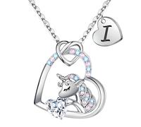 TINGN Collane con unicorno per ragazze, collane con cuore in zirconia cubica per donne e ragazze, regali di compleanno per ragazze, collane con iniziali per donne e ragazze, gioielli con unicorno per
