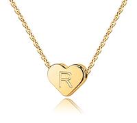 TINGN Collane Donne Iniziale R Oro - 14K Oro Riempito Cuore Collana Iniziale per le Donne, Piccola Collana Iniziale per le Ragazze Bambini Bambino, Cuore Collana Iniziale per le Ragazze