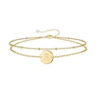 TINGN Idee Regalo per Ragazze Adolescenti - Bracciali Iniziali per Donne, Bracciale da Lettera A-Z Placcato Oro 18 Carati per Ragazze, Bracciale Personalizzato con Monogramma Disco, Idee Regalo di