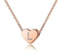 TINGN L Collane Donne Iniziale Gioielli, Rose Gold Heart Lettera Collana per le Ragazze Inciso Collana Iniziale per le Donne Alfabeto Collana Iniziale per le Ragazze Kids Collana