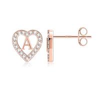 TINGN Orecchini a perno con lettere, orecchini a perno per ragazze - Orecchini a perno in oro 14 carati, orecchini a forma di cuore per bambini, orecchini a perno da donna, orecchini a perno senza