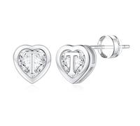 TINGN Orecchini da donna in oro 14 carati, placcati in oro 14 carati, a forma di lettera e cuore, ipoallergenici, con zirconi, regalo per ragazze, donne, figlie, Ottone Oro giallo, Zirconia cubica