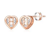 TINGN Orecchini da donna in oro 14 carati, placcati in oro 14 carati, a forma di lettera e cuore, ipoallergenici, con zirconi, regalo per ragazze, donne, figlie, Ottone Oro giallo, Zirconia cubica