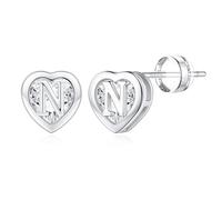 TINGN Orecchini da donna in oro 14 carati, placcati in oro 14 carati, a forma di lettera e cuore, ipoallergenici, con zirconi, regalo per ragazze, donne, figlie, Ottone Oro giallo, Zirconia cubica