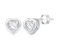 TINGN Orecchini da donna in oro 14 carati, placcati in oro 14 carati, a forma di lettera e cuore, ipoallergenici, con zirconi, regalo per ragazze, donne, figlie, Ottone Oro giallo, Zirconia cubica