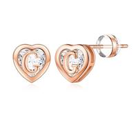 TINGN Orecchini da donna in oro 14 carati, placcati in oro 14 carati, a forma di lettera e cuore, ipoallergenici, con zirconi, regalo per ragazze, donne, figlie, Ottone Oro giallo, Zirconia cubica