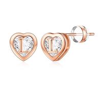 TINGN Orecchini da donna in oro 14 carati, placcati in oro 14 carati, a forma di lettera e cuore, ipoallergenici, con zirconi, regalo per ragazze, donne, figlie, Ottone Oro giallo, Zirconia cubica