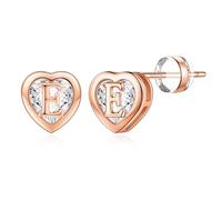 TINGN Orecchini da donna in oro 14 carati, placcati in oro 14 carati, a forma di lettera e cuore, ipoallergenici, con zirconi, regalo per ragazze, donne, figlie, Ottone Oro giallo, Zirconia cubica