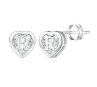 TINGN Orecchini da donna in oro 14 carati, placcati in oro 14 carati, a forma di lettera e cuore, ipoallergenici, con zirconi, regalo per ragazze, donne, figlie, Ottone Oro giallo, Zirconia cubica