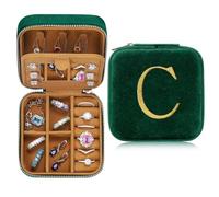 TINGN Portagioie iniziale con C da viaggio, piccolo portagioie personalizzato per donne e ragazze, regalo per compleanni, Natale, festa della mamma, matrimonio