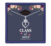 TINGN Regali di laurea per lei 2025, 26 collane con ciondolo a forma di cuore iniziale con inclinazione 2025, collana con cappuccio di laurea per donne, ragazze, amici, liceo, università, regali di