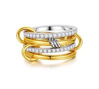 TINGN Set di anelli da donna impilabili, placcati in oro 14 carati, impermeabili, dorati, ipoallergenici, per donne e uomini, 49 mm