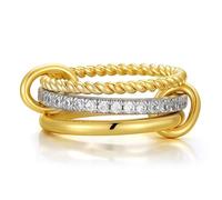 TINGN Set di anelli da donna impilabili, placcati in oro 14 carati, impermeabili, dorati, ipoallergenici, per donne e uomini, 52