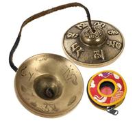 Tingsha Chimes Artigianali in Rame, Campana Meditazione Yoga, Oro | Timbro Chiaro e Acuto, Design Cinghia in Cotone, Portatile, per Musiche e Pratiche Spirituali