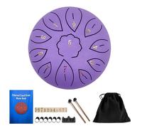 TINGSING Mini tamburo a percussione in acciaio, 15,2 cm, 11 note, con borsa in tessuto, libro musicale, martelletto, per educazione musicale, yoga, meditazione, per adulti e bambini, viola