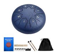 TINGSING Tamburo antipioggia per giardino esterno, 15,2 cm, 8 note, in acciaio, con custodia in tessuto, bacchette, libro musicale, strumento musicale per adulti, regalo per adulti, blu