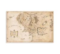 TINGTOEO Poster su tela con mappa della Terra di Mezzo, decorazione per camera da letto, sport, ufficio, stanza, regalo, senza cornice, 30 x 45 cm