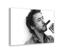 TINGTOEO Poster su tela con sigaro Robert Downey Jr. attore maschio Robert Downey Jr., decorazione artistica da parete per soggiorno, camera da letto, decorazione con cornice, 30 x 45 cm
