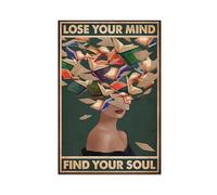 TINGTOEO Poster vintage su tela, motivo: Lose Your Mind Find Your Soul, decorazione artistica da parete per soggiorno, camera da letto, senza cornice, 50 x 75 cm