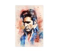 TINGTOEO Stampa artistica su tela con celebre cantante rock and roll maschio Elvis, decorazione per camera da letto, ufficio, stanza, regalo, senza cornice, 50 x 75 cm