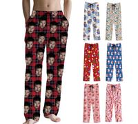 Tingwei Pantaloni del Pigiama personalizado per Uomo Pantaloni del Pigiama Divertenti su personalizada Loungewear, Set di Pigiami, pantaloni pigiama con Foto, Volto, Testo - Regalo per Donna
