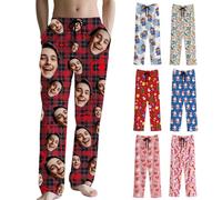 Tingwei Pantaloni del Pigiama personalizado per Uomo Pantaloni del Pigiama Divertenti su personalizada Loungewear, Set di Pigiami, pantaloni pigiama con Foto, Volto, Testo - Regalo per Donna