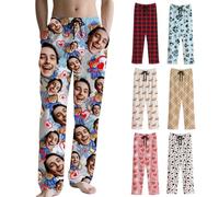 Tingwei Pantaloni del Pigiama personalizado per Uomo Pantaloni del Pigiama Divertenti su personalizada Loungewear, Set di Pigiami, pantaloni pigiama con Foto, Volto, Testo - Regalo per Donna