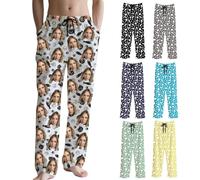 Tingwei Pantaloni del Pigiama personalizado per Uomo Pantaloni del Pigiama Divertenti su personalizada Loungewear, Set di Pigiami, pantaloni pigiama con Foto, Volto, Testo - Regalo per Donna