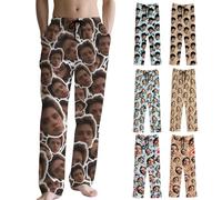 Tingwei Pantaloni del Pigiama personalizado per Uomo Pantaloni del Pigiama Divertenti su personalizada Loungewear, Set di Pigiami, pantaloni pigiama con Foto, Volto, Testo - Regalo per Donna