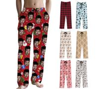 Tingwei pantaloni pigiama personalizada - Loungewear su misura con testo e foto, set di pigiami personalizado per uomo e donna, aggiungi il tuo design, divertente pigiama con foto del volto