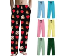 Tingwei pantaloni pigiama personalizada - Loungewear su misura con testo e foto, set di pigiami personalizado per uomo e donna, aggiungi il tuo design, divertente pigiama con foto del volto