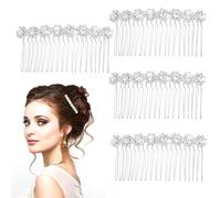 Tingyanyan Accessori per capelli con strass: 4 pezzi di accessori per capelli da sposa con pettine in cristallo argentato, clip laterali per matrimonio