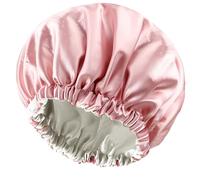 Tingyanyan Cuffia da doccia, 100% fodera in raso, cuffia da doccia extra large da donna, riutilizzabile, impermeabile, dimensioni regolabili e cuffie da bagno per capelli lunghi