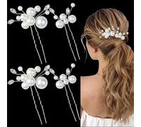 Tingyanyan Fermagli per capelli da sposa, 4 pezzi, color argento, per donne e ragazze, accessori per capelli da sposa