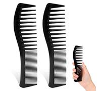 Tingyanyan Set da parrucchiere multiuso da barbiere reversibile da 2 pezzi, 7,2 pollici in plastica per uomini e donne, denti larghi e sottili per uno styling professionale (nero)