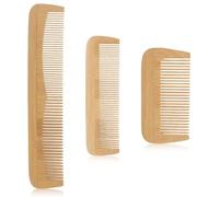 Tingyanyan Set di 3 pezzi in legno combinato, da donna fine, in tinta unita, da uomo anti-statico in legno Comb, naturale bambù Comb, dritto, curling, beard Comb Set