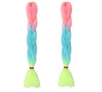 Tingyilan 2Pcs Bagliore al buio Parrucca Capelli Ricci Da Intrecciare Estensioni Dei Capelli Di Colore Ombre Per L'intreccio, Trecce Luminose All'uncinetto Lunghe Per Pezzi Di Capelli Twist,34
