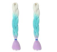 Tingyilan 2Pcs Bagliore al buio Parrucca Capelli Ricci Da Intrecciare Estensioni Dei Capelli Di Colore Ombre Per L'intreccio, Trecce Luminose All'uncinetto Lunghe Per Pezzi Di Capelli Twist,38