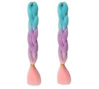 Tingyilan 2Pcs Bagliore al buio Parrucca Capelli Ricci Da Intrecciare Estensioni Dei Capelli Di Colore Ombre Per L'intreccio, Trecce Luminose All'uncinetto Lunghe Per Pezzi Di Capelli Twist,35