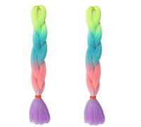 Tingyilan 2Pcs Bagliore al buio Parrucca Capelli Ricci Da Intrecciare Estensioni Dei Capelli Di Colore Ombre Per L'intreccio, Trecce Luminose All'uncinetto Lunghe Per Pezzi Di Capelli Twist,42