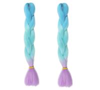 Tingyilan 2Pcs Bagliore al buio Parrucca Capelli Ricci Da Intrecciare Estensioni Dei Capelli Di Colore Ombre Per L'intreccio, Trecce Luminose All'uncinetto Lunghe Per Pezzi Di Capelli Twist,36
