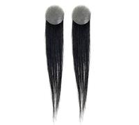 Tingyilan 2Pcs Perdita Di Capelli Cover Up, 6 in Bald Spot Patch Capelli Parrucchino Per Donne Uomini, Naturale Veri Capelli Umani Toppers Parrucche Con Pu Pelle Sottile,Nero,2x2cm
