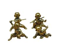 Tingyilan 4 Pezzi in Ottone Kung Fu Piccole Statue di Monaco, Decorazioni Artigianali, Decorazioni per Soggiorno E Camera da Letto,Giallo