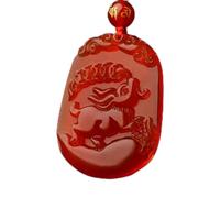 Tingyilan Collana con ciondolo a sigillo dello zodiaco cinese in agata rossa da uomo e da donna con catena, gioiello amuleto per la prosperità Feng Shui,Rabbit